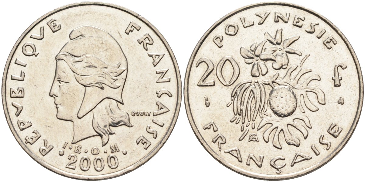 Французская Полинезия 20 франков 2000 KM 9 никель 4131-1012