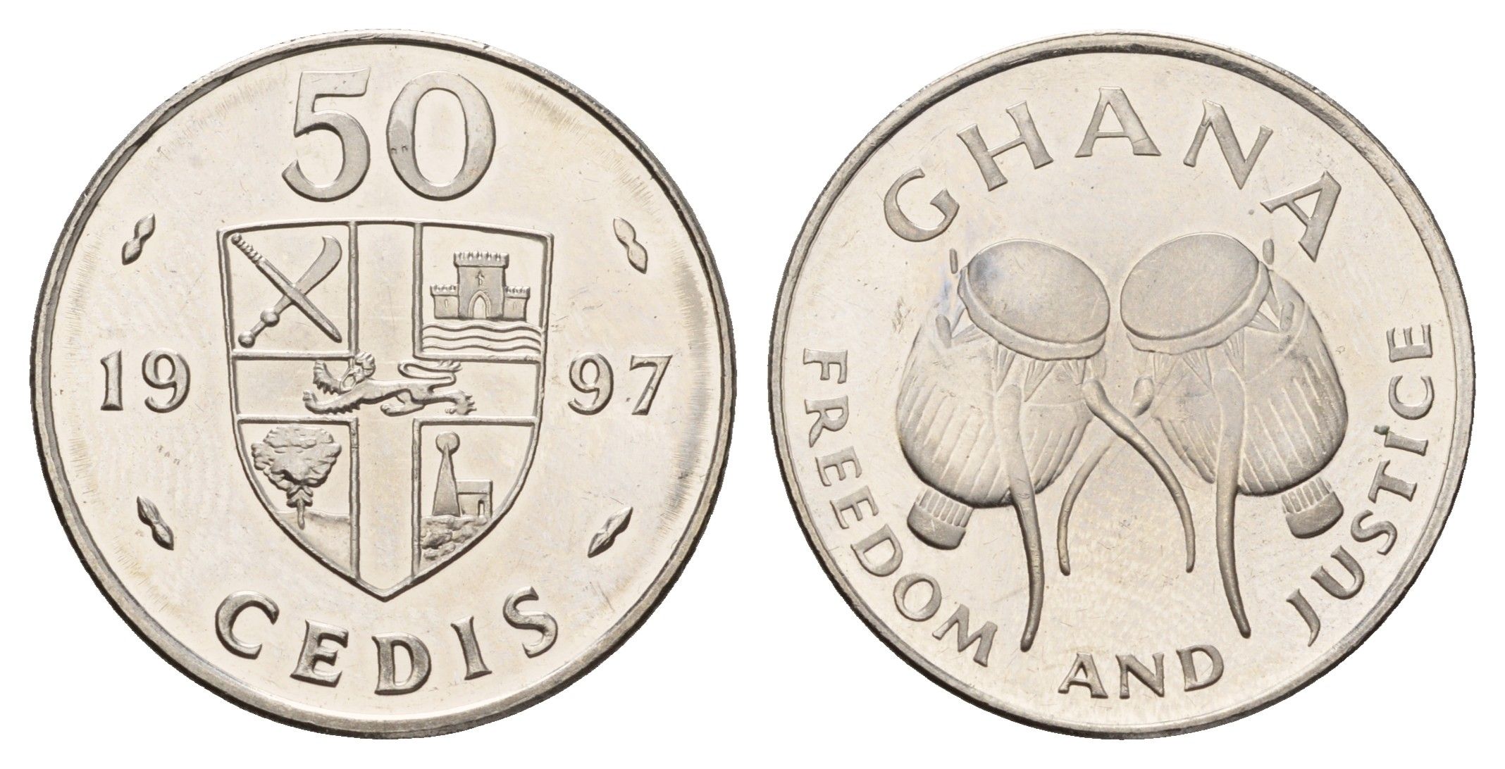 Гана 50 седи 1997 KM 31a сталь плакированная никелем UNC 4119-112