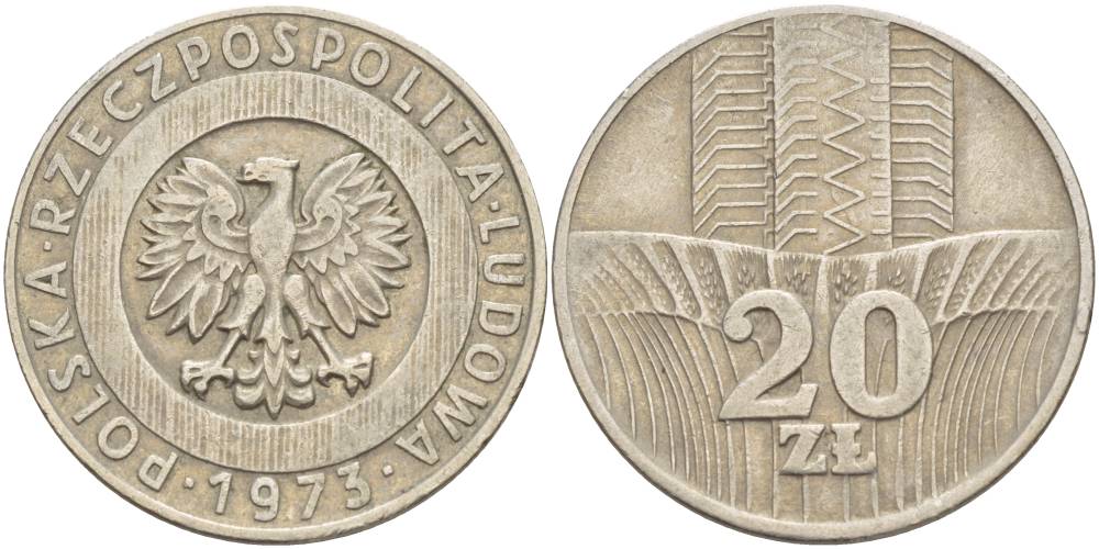 Польша 20 злотых 1973 монетный двор Кремница KM 67, Parchimowicz 245a медно-никель 4542-1212