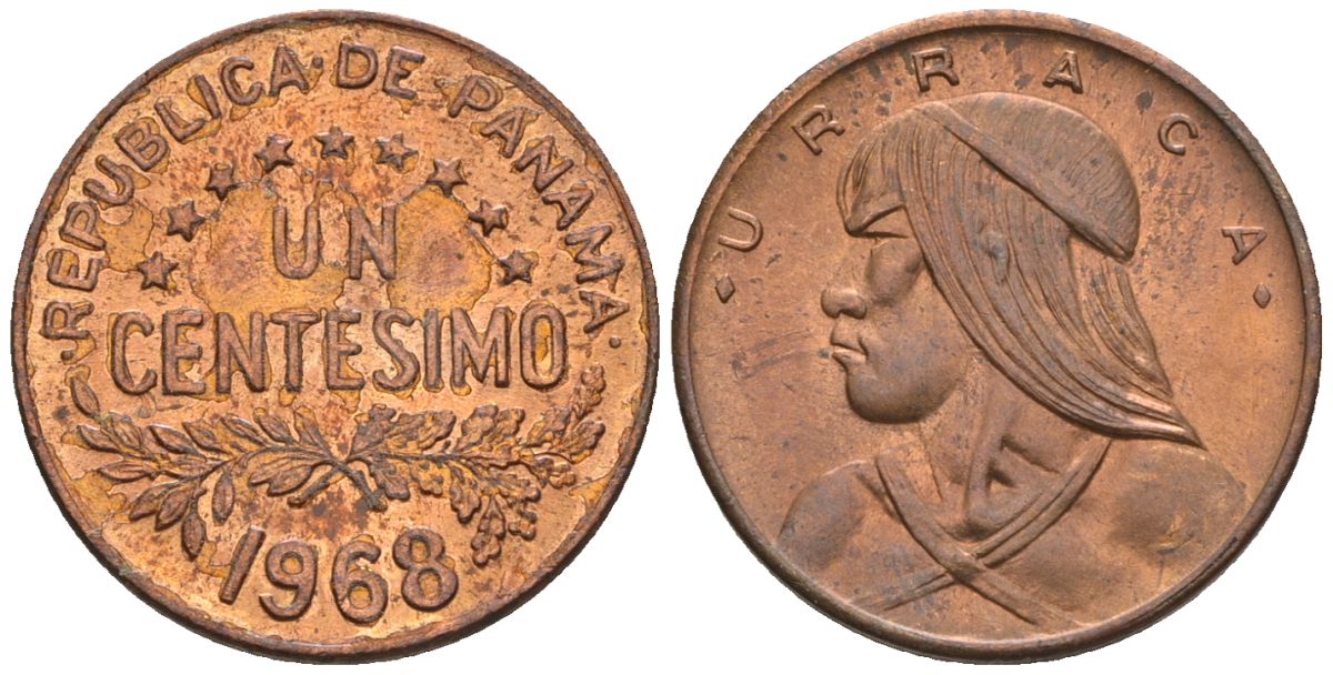 Панама 1 сентесимо 1968  KM 22 бронза  aUNC  4609-826