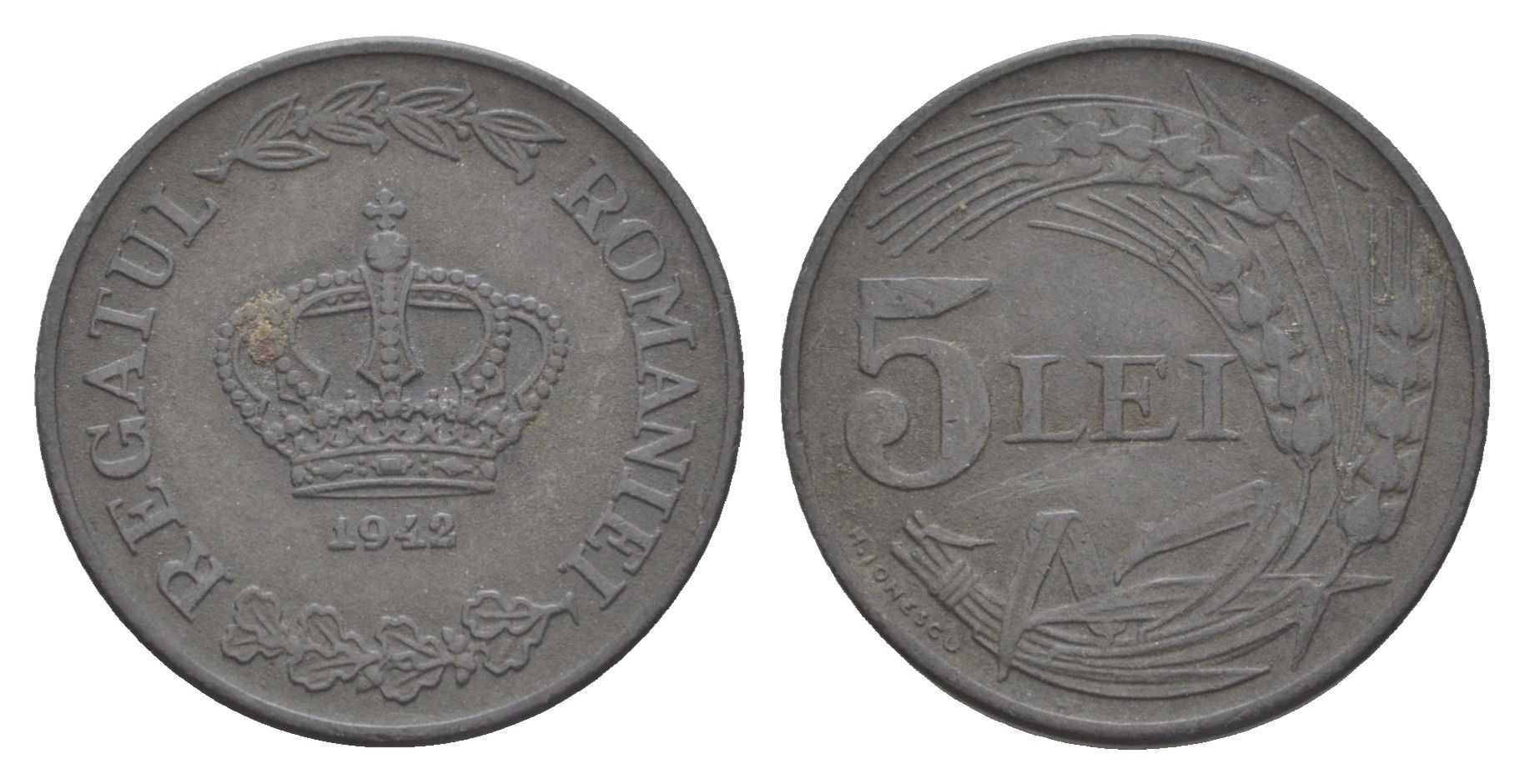 Румыния 5 леев (лей) 1942 Михай I (1940-1947) KM 61 цинк 4620-1121