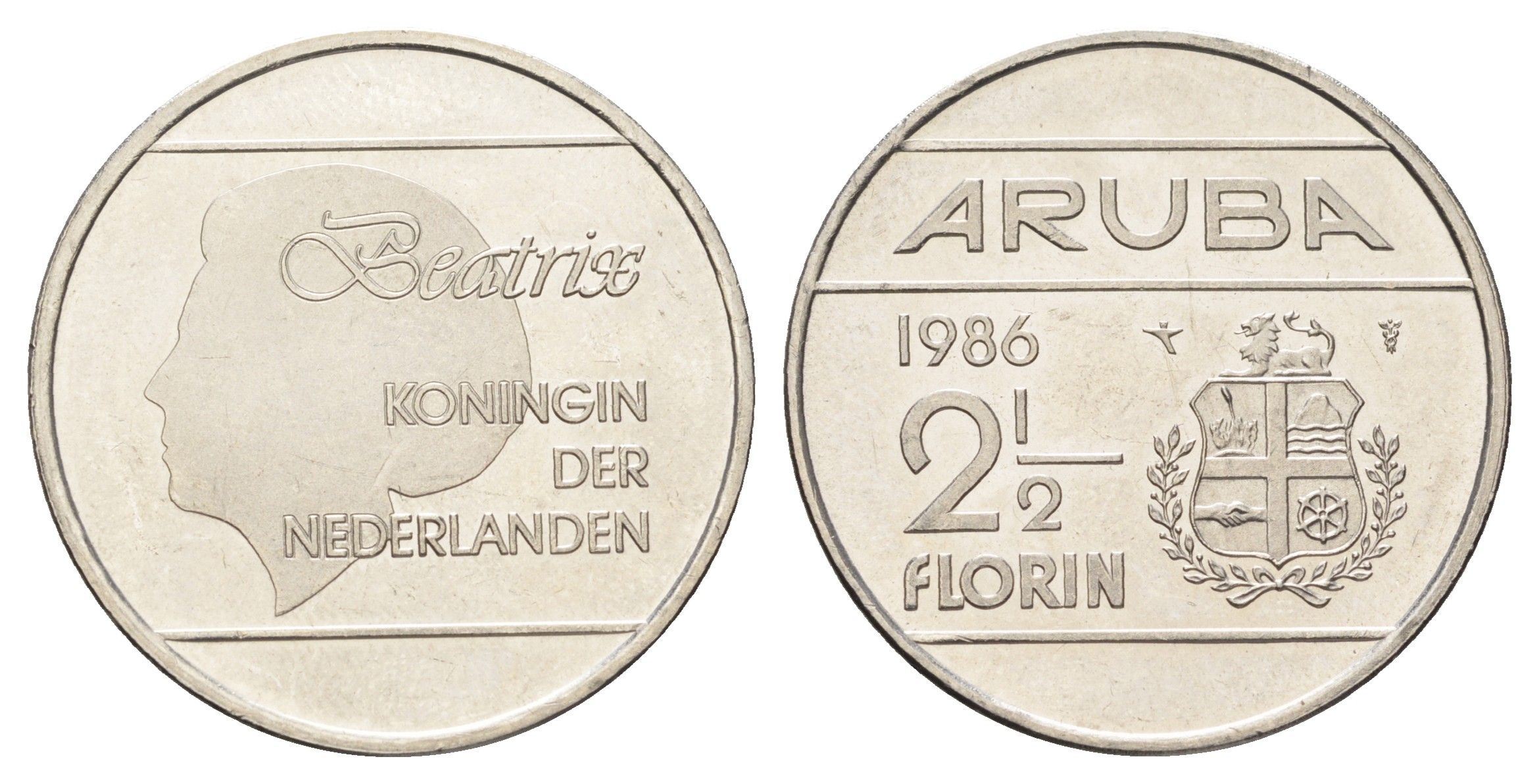 Аруба 2 1/2 флорина 1986 KM 6 сталь плакированная никелем UNC 4661-216