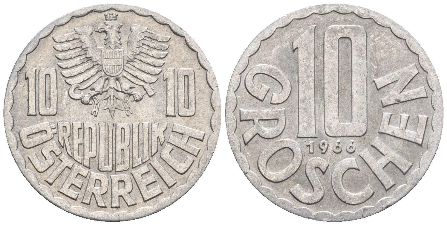 Австрия 10 грошей 1966 KM 2878 алюминий 60-1134