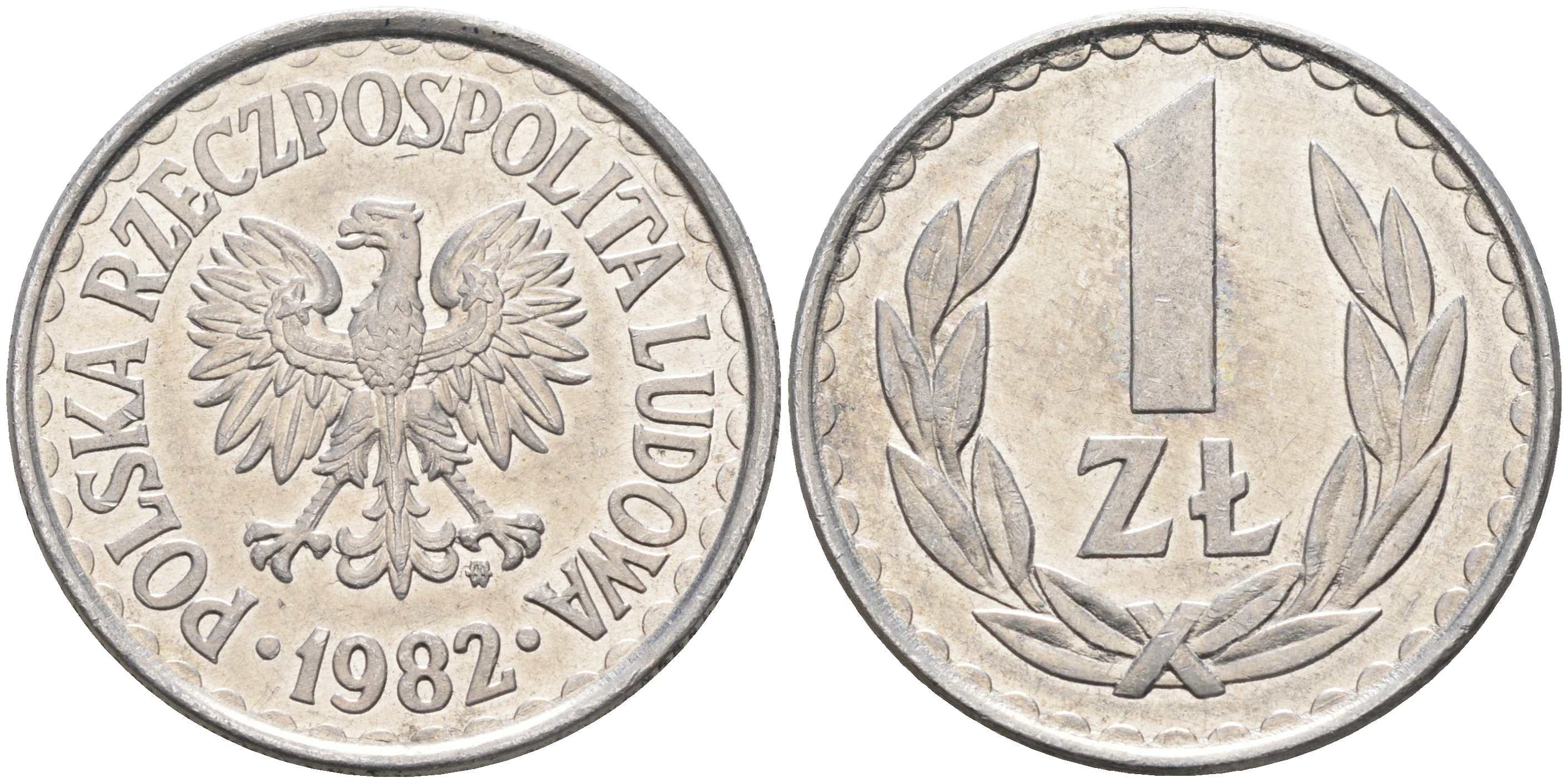 ПОЛЬША 1 ЗЛОТЫЙ 1982 MW KM 49.1 алюминий 4591-713