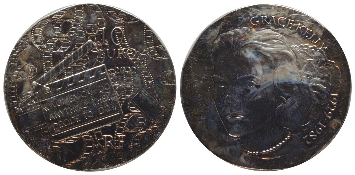 Франция 10 евро 2022 Женщины мира - Грейс Келли, в оригинальной упаковке, с сертификатом, тираж 3.000 экземпляров серебро 8-2-02-06