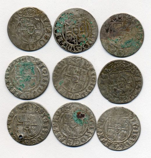 ПОЛЬША ЛОТ ИЗ 9 МОНЕТ В ПОЛТАРАК XVII век M12-13-6