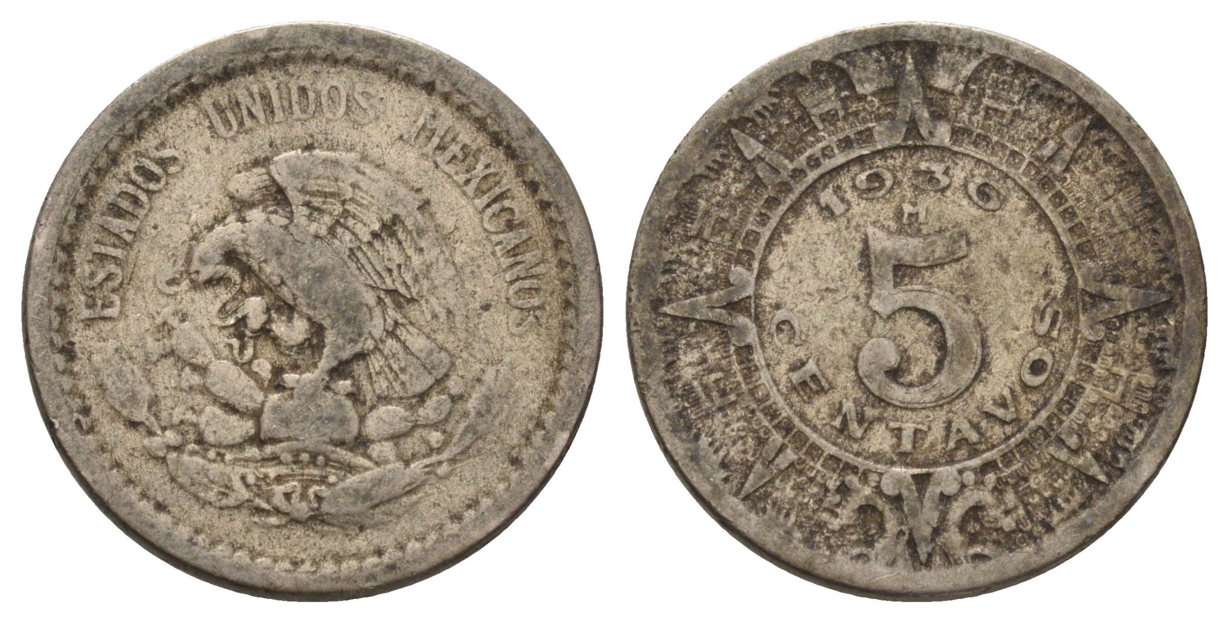 Мексика 5 сентаво 1936 KM 423 медно-никель 39-1245