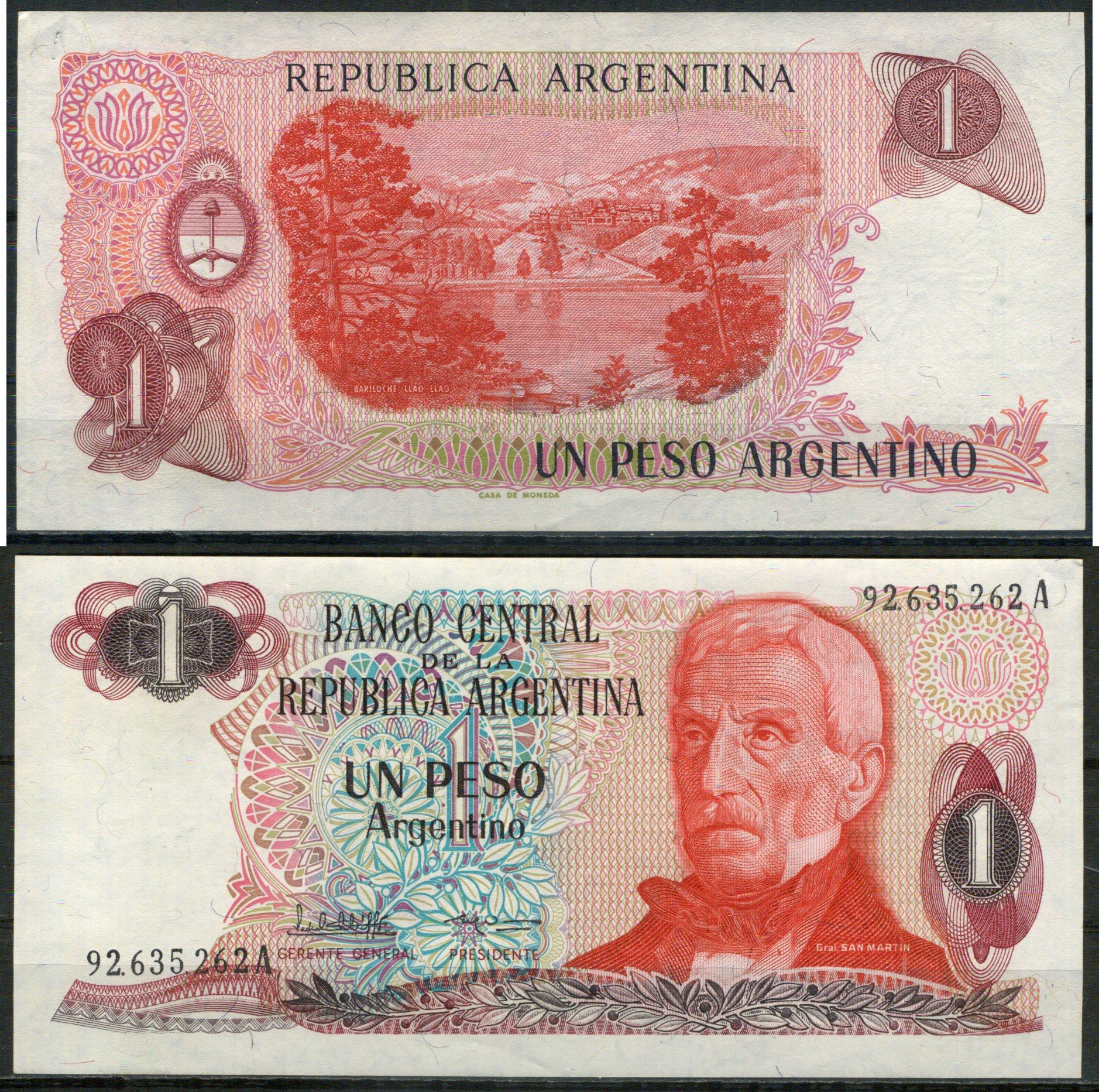 Аргентина 1 песо 1986 Pick 1 бумага аUNC 8621-32-1-1