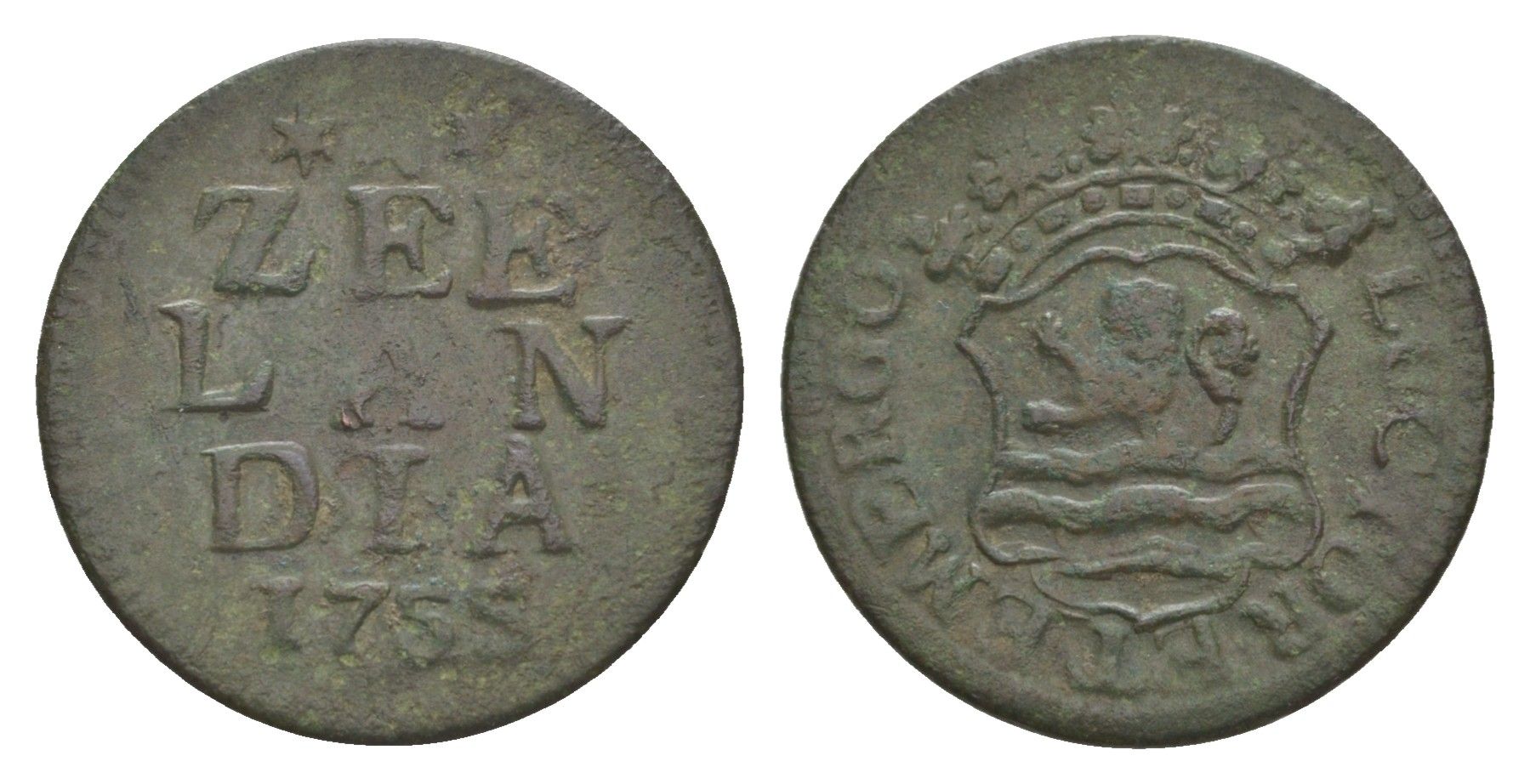 Нидерланды, Голландия, Зеландия 1 дуит 1755 KM 81 медь 4644-815