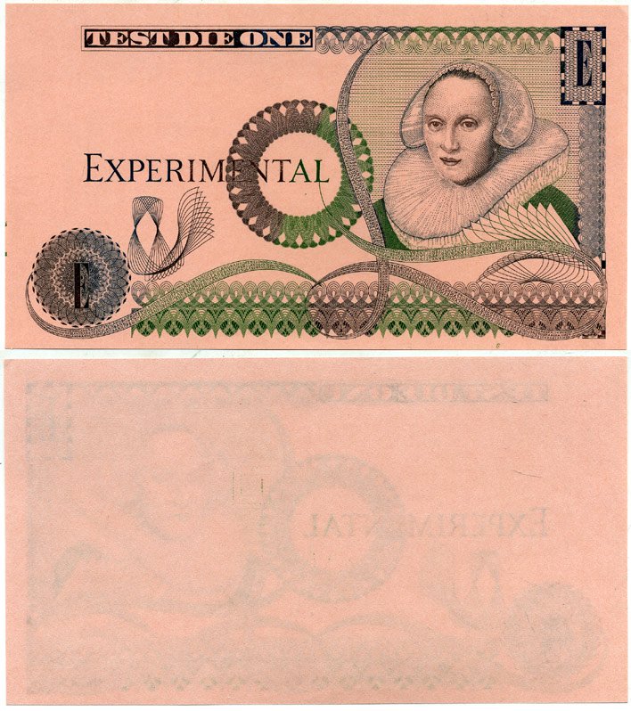 Англия 1 экспериментал ND EXPERIMENTAL, TEST DIE ONE, розовый бумага UNC (пресс) 7217-51-1-1