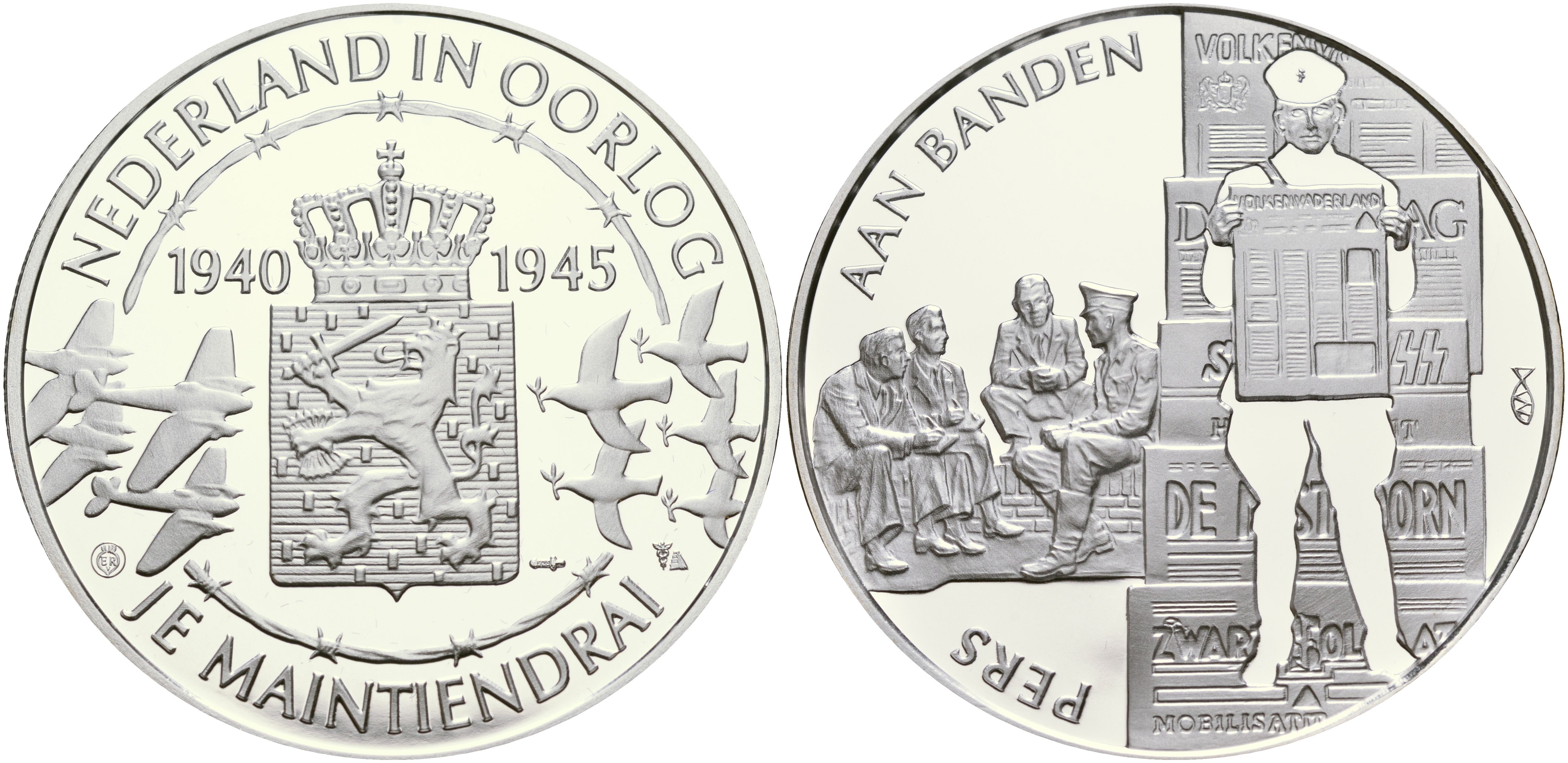 Нидерланды медаль ND Голландия в войне 1940-1945, ускорить наступление, 31,3 гр, 45,0 мм  серебро  PROOF  1066-10-22
