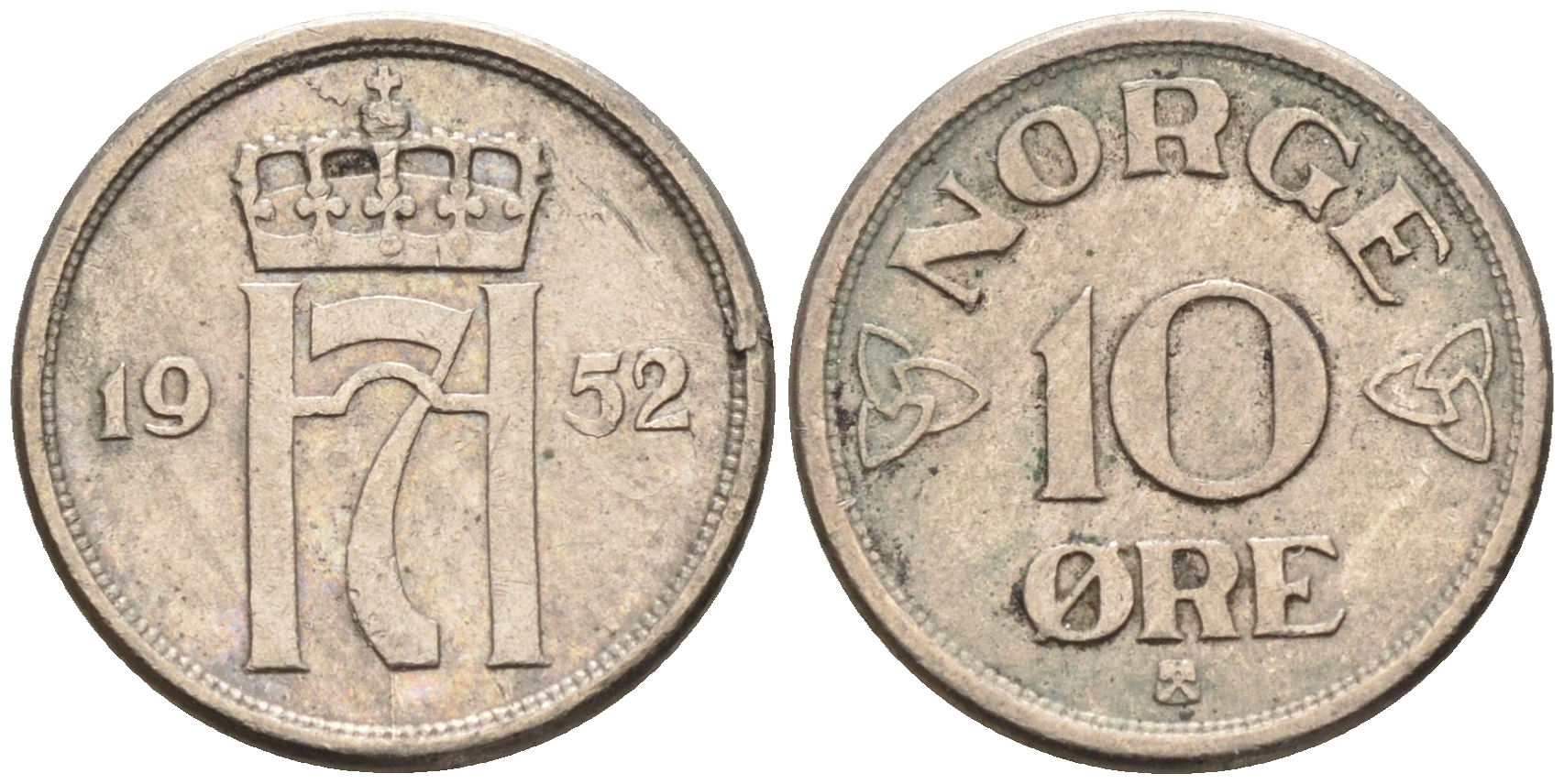 Норвегия 10 эре 1952  KM 396 медно-никель    4115-355