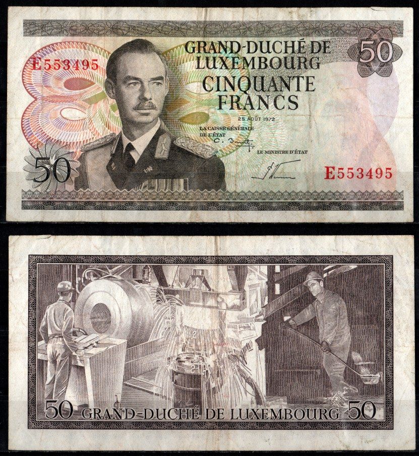 Люксембург 50 франков 1972 Pick 55 b бумага 7205-6-3-1