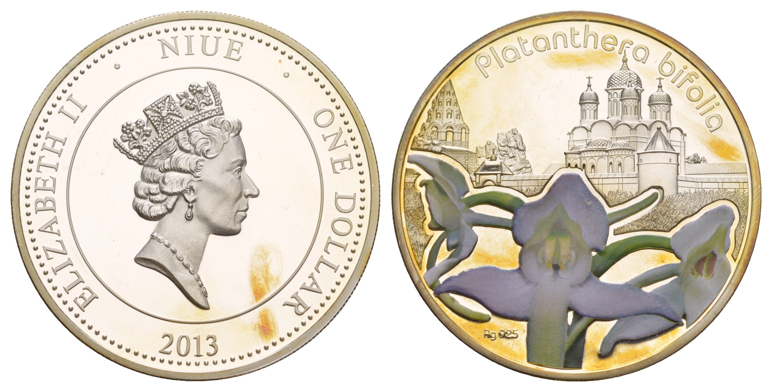 Ниуэ 1 доллар 2013 Орхидеи - Platantera Bifolia, тираж 5.000 экземпляров серебро BU 7-5-2-01