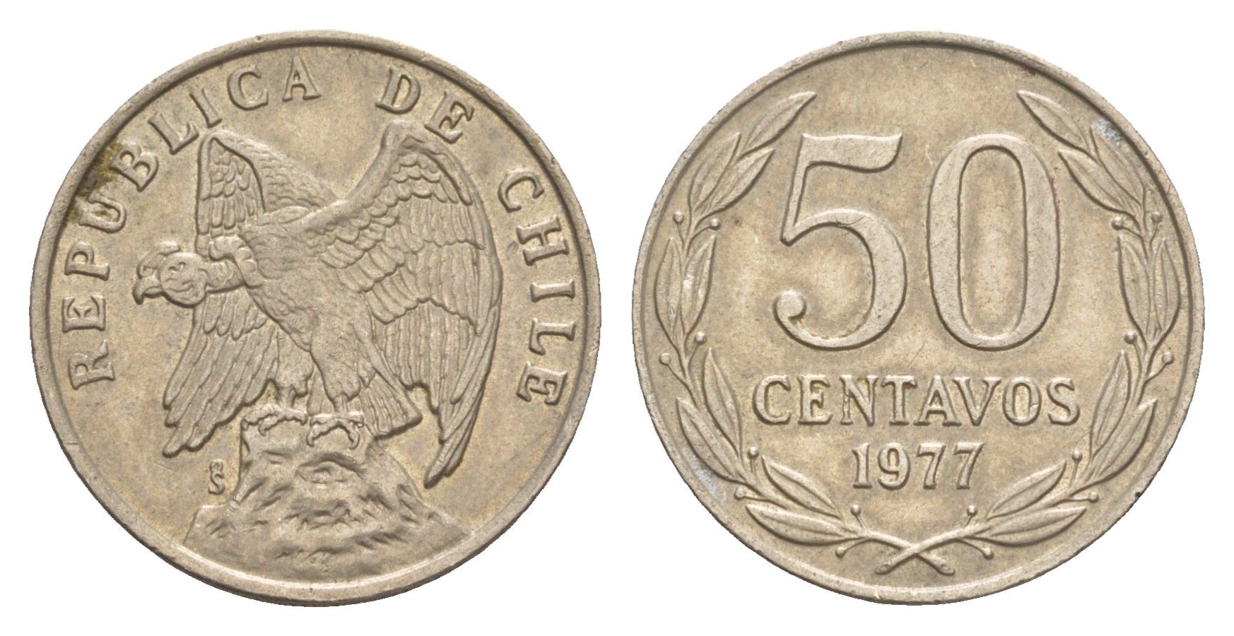 Чили 50 сентаво 1977 KM 206 медно-никель 4651-946