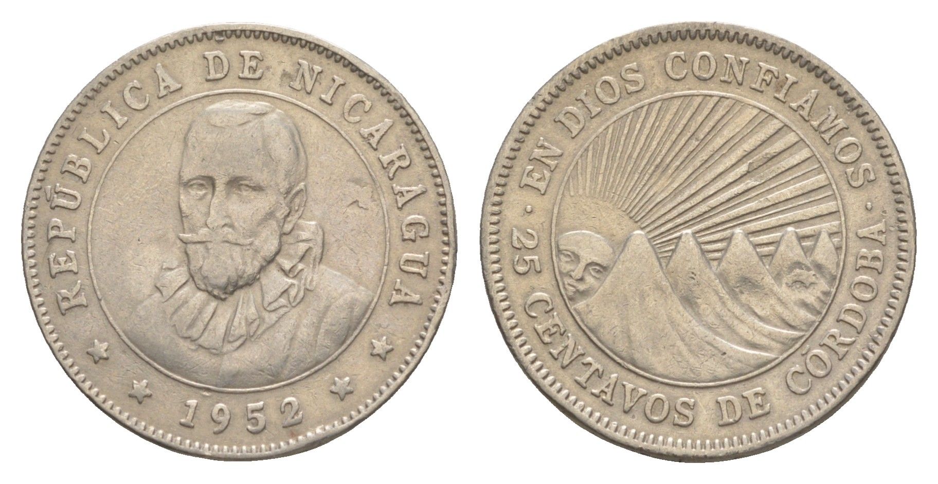 Никарагуа 25 сентаво 1952 KM 18.1 медно-никель 4641-243