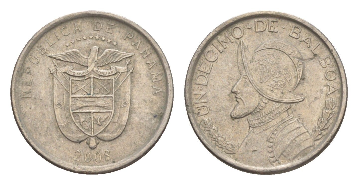 Панама 1/10 бальбоа 2008 KM 127 медь плакированная медно-никелем 4160-513