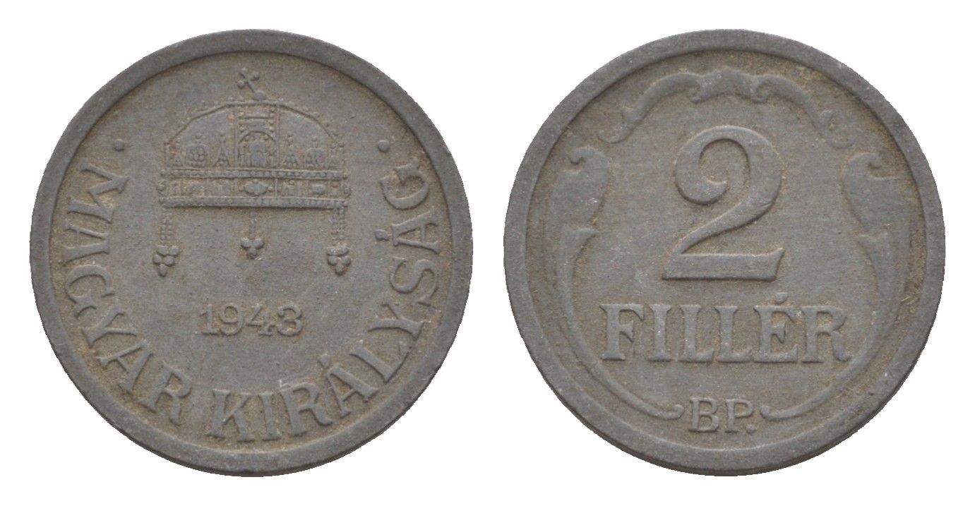 Венгрия 2 филлера 1943 BP KM 519 цинк 4658-343
