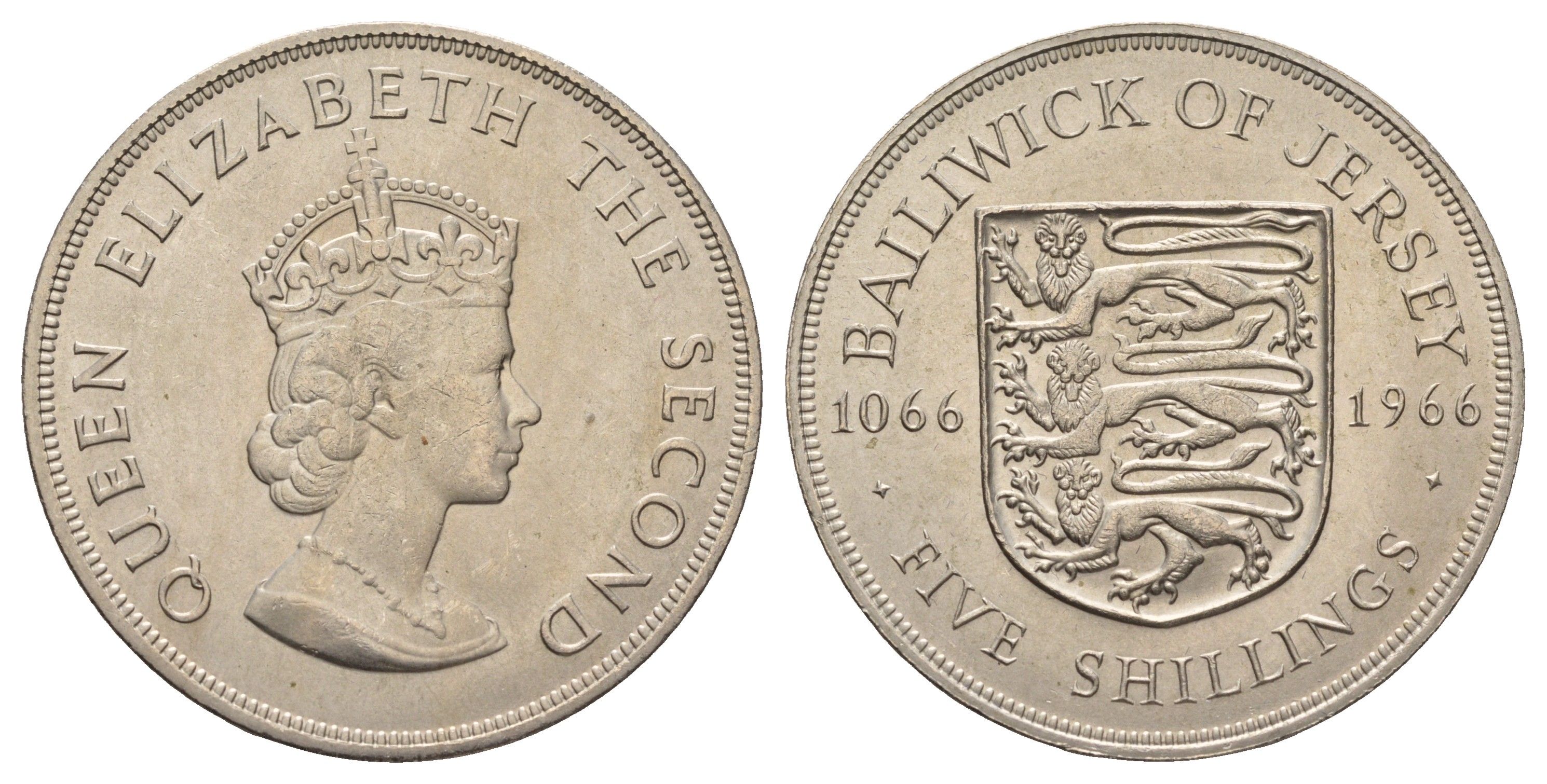 Джерси 5 шиллингов 1966 900 лет битве при Гастингсе, в запайке, тираж 30.000 экземпляров KM 28 медно-никель BU 74-1123