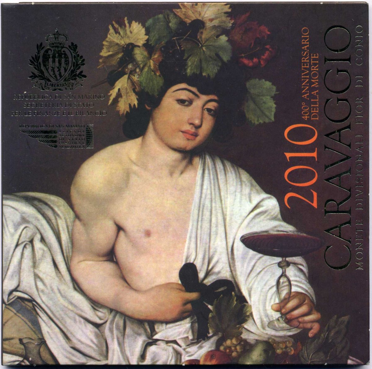 Сан-Марино евронабор из 9 монет 2010 400 лет художнику Караваджо, в оригинальном буклете KM NEW биметалл BUNC 7-1-1-16