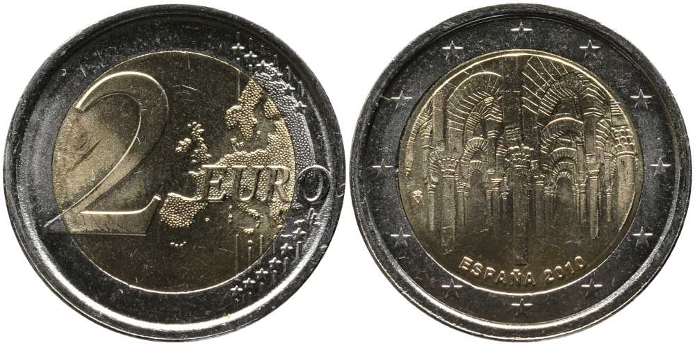 Испания 2 евро 2010 ЮНЕСКО, исторический центр города Кордова KM 1152 биметалл UNC 115-1146