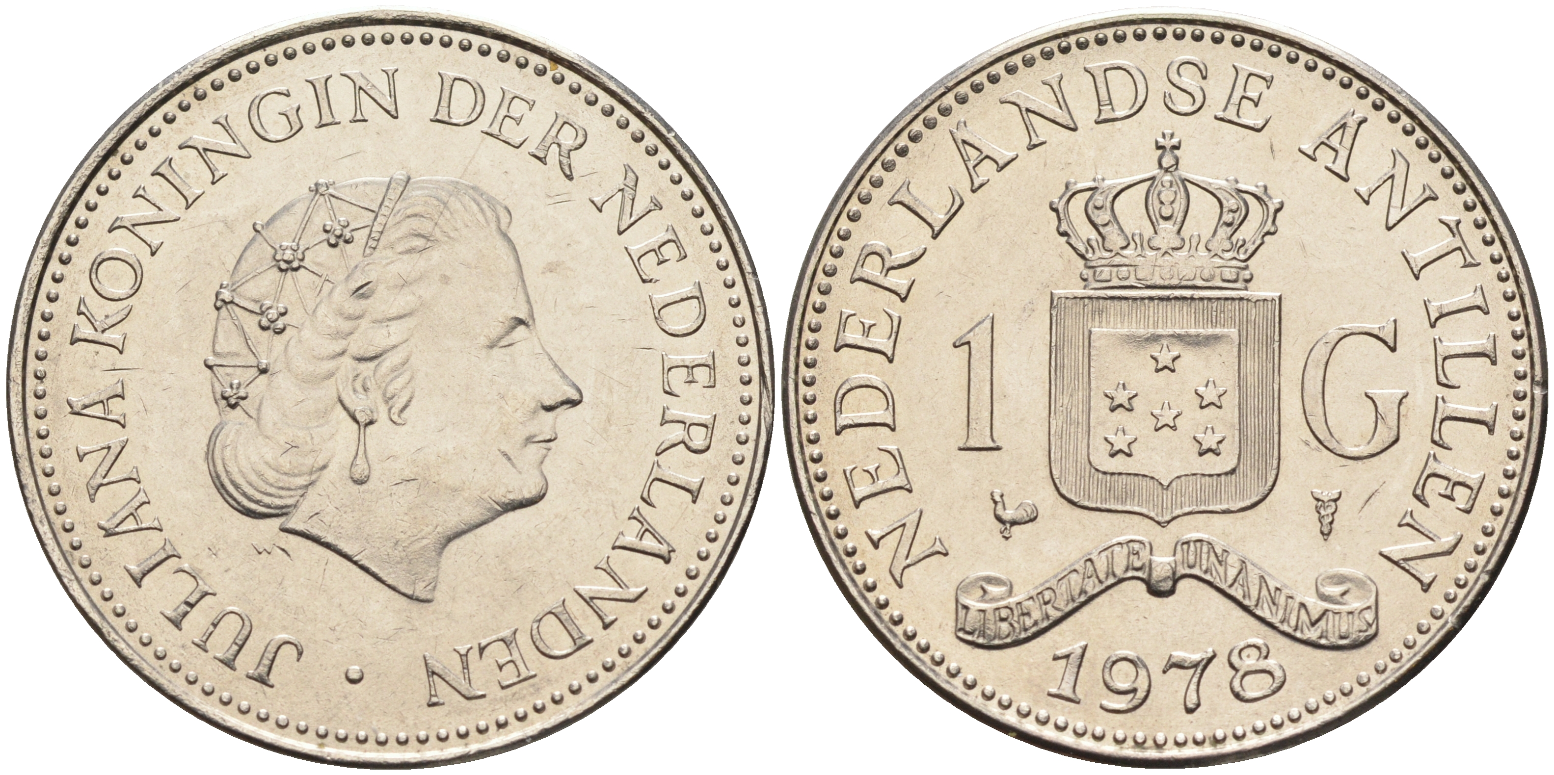 Нидерландские Антилы 1 гульден 1978 Юлиана (1948-1980) KM 12 никель 4141-1256