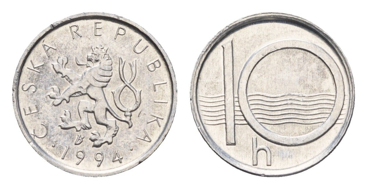 Чехия 10 геллеров 1994 KM 6 алюминий UNC 4674-455
