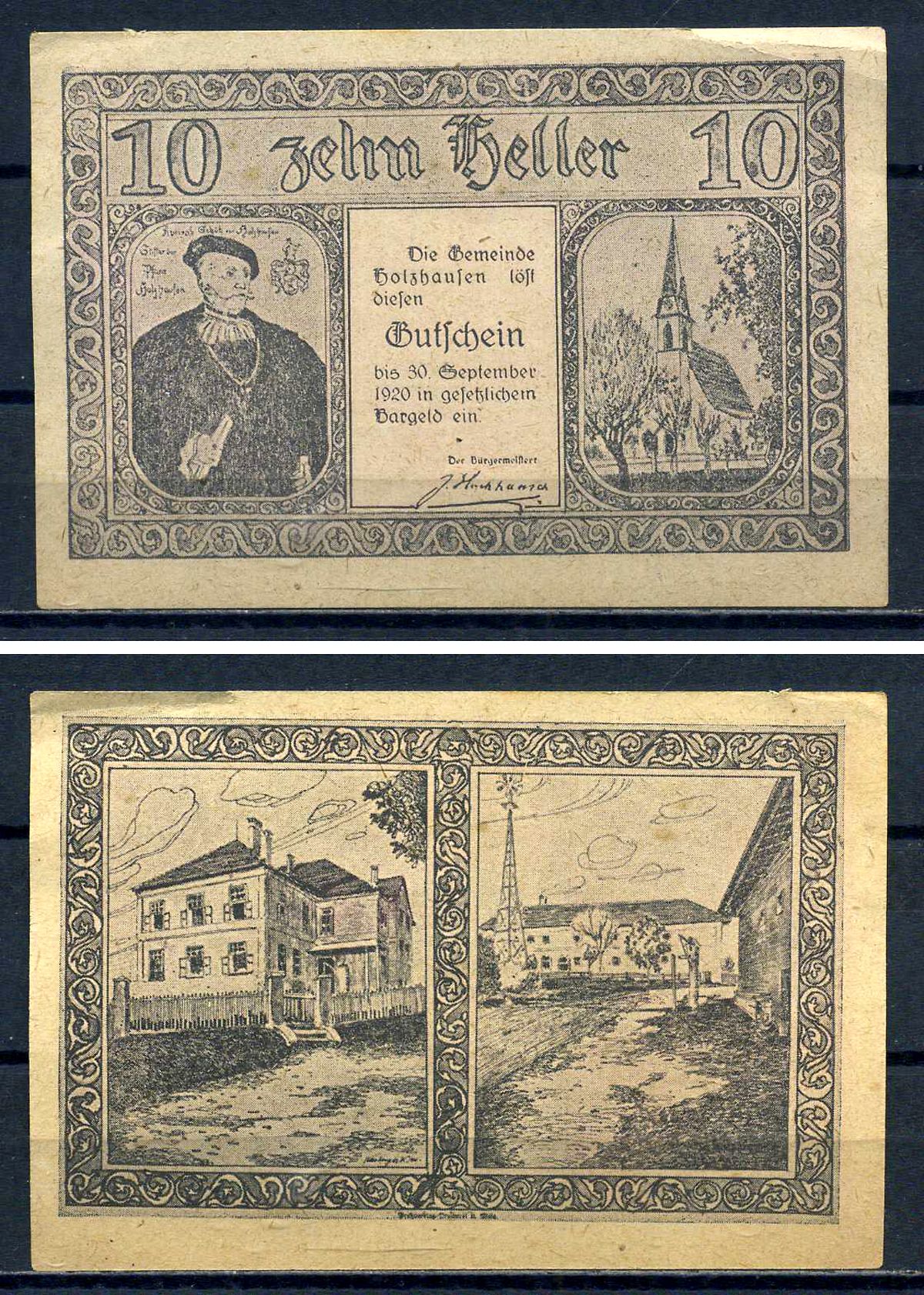 Хольцхаузен (Австрия) 10 геллеров 1921 Jaksc/Pick?JPR0396a-10 бумага aUNC 7556-30-2-1