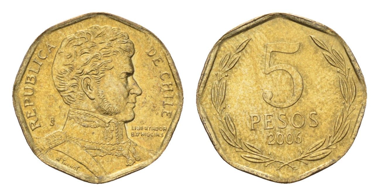 Чили 5 песо 2006 KM 232 алюминиевая бронза UNC 4689-234