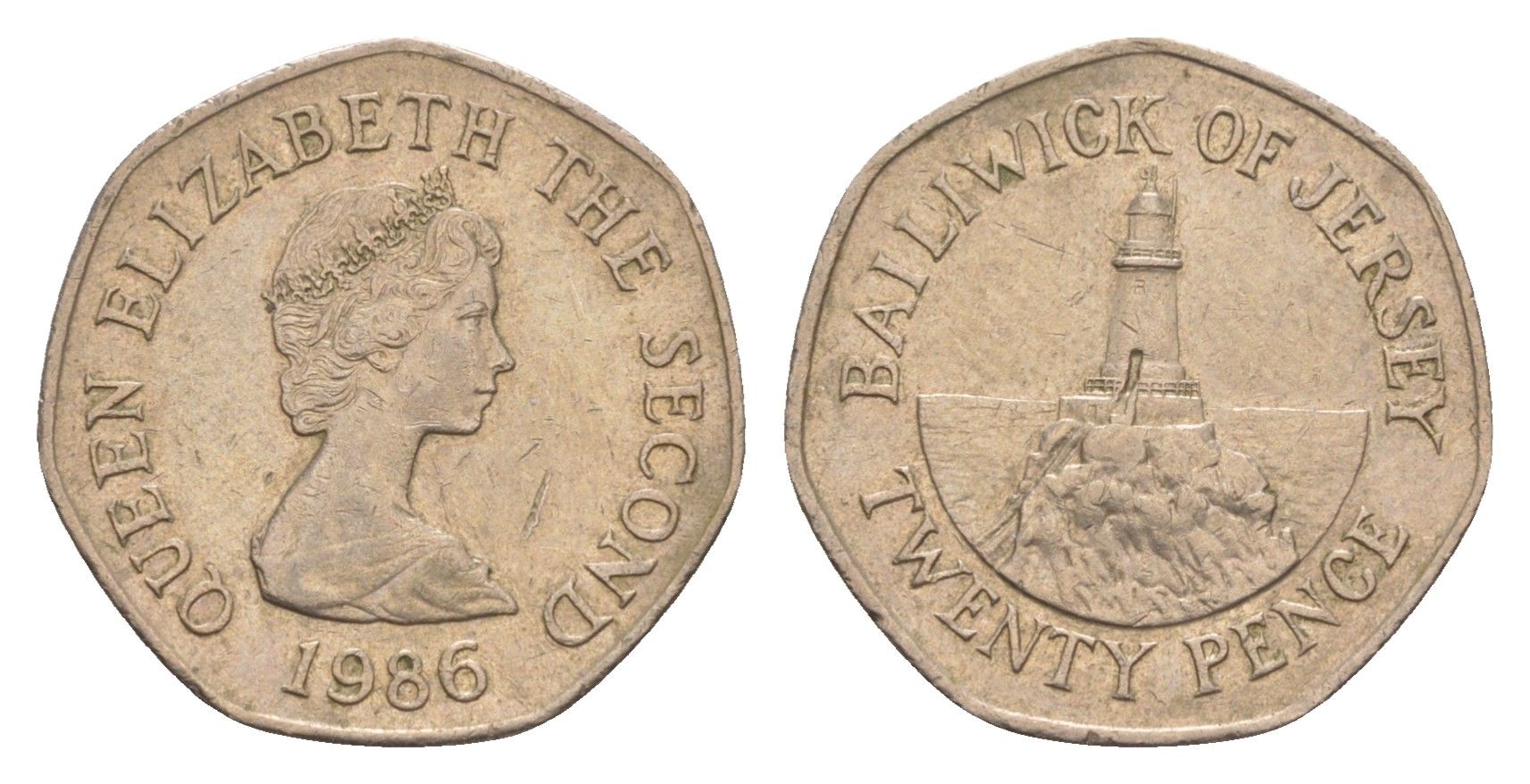 Джерси 20 пенсов 1986 KM 66 медно-никель 4659-625