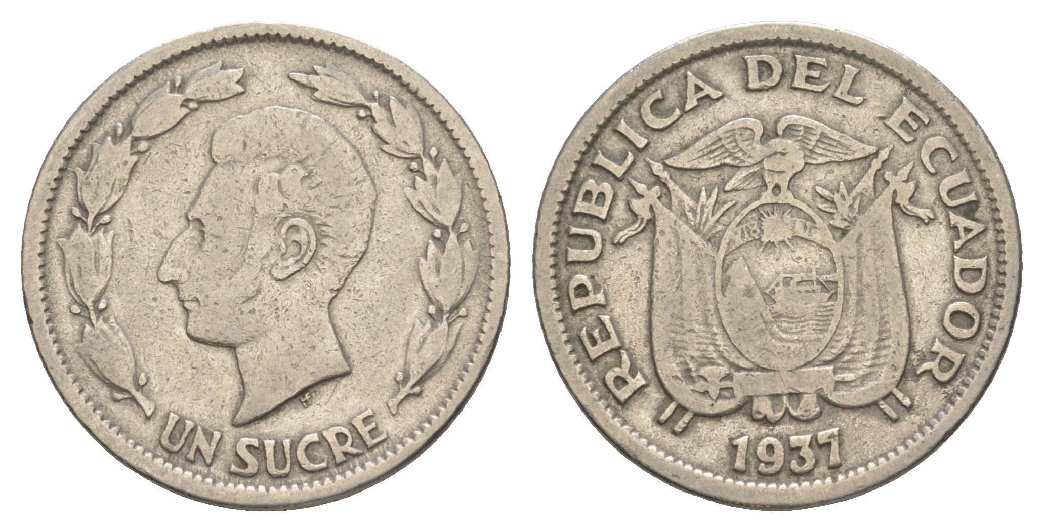 Эквадор 1 сукре 1937 KM 78.1 никель 4178-532