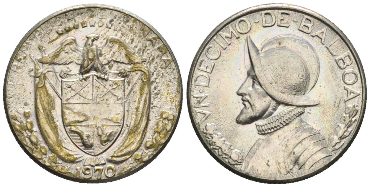 Панама 1/10 бальбоа 1970  KM 10 медь плакированная медно-никелем  aUNC  4609-857