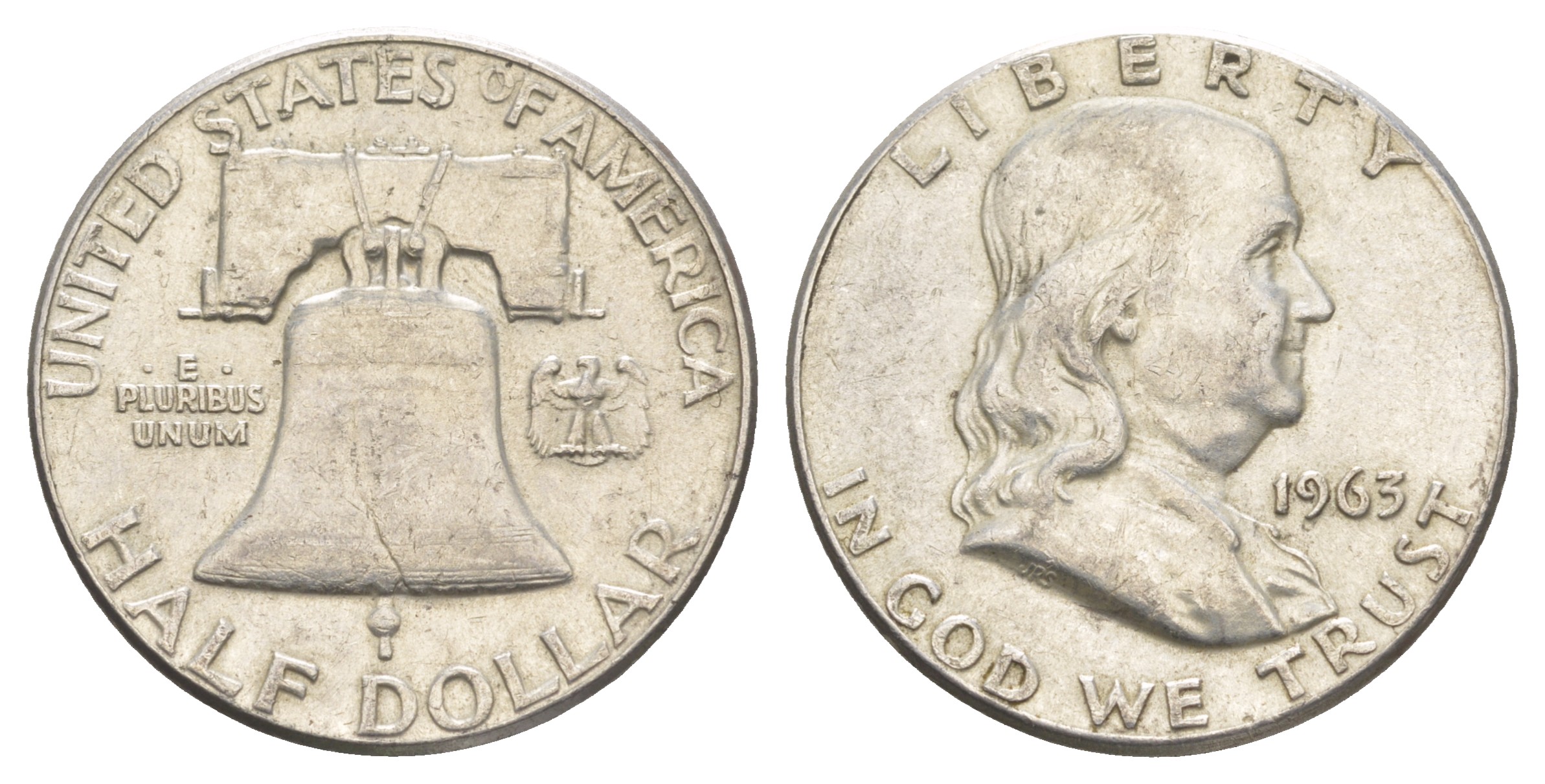 США 1/2 доллара (50 центов) 1963 Бенджамин Франклин, колокол KM 199 серебро    4653-211