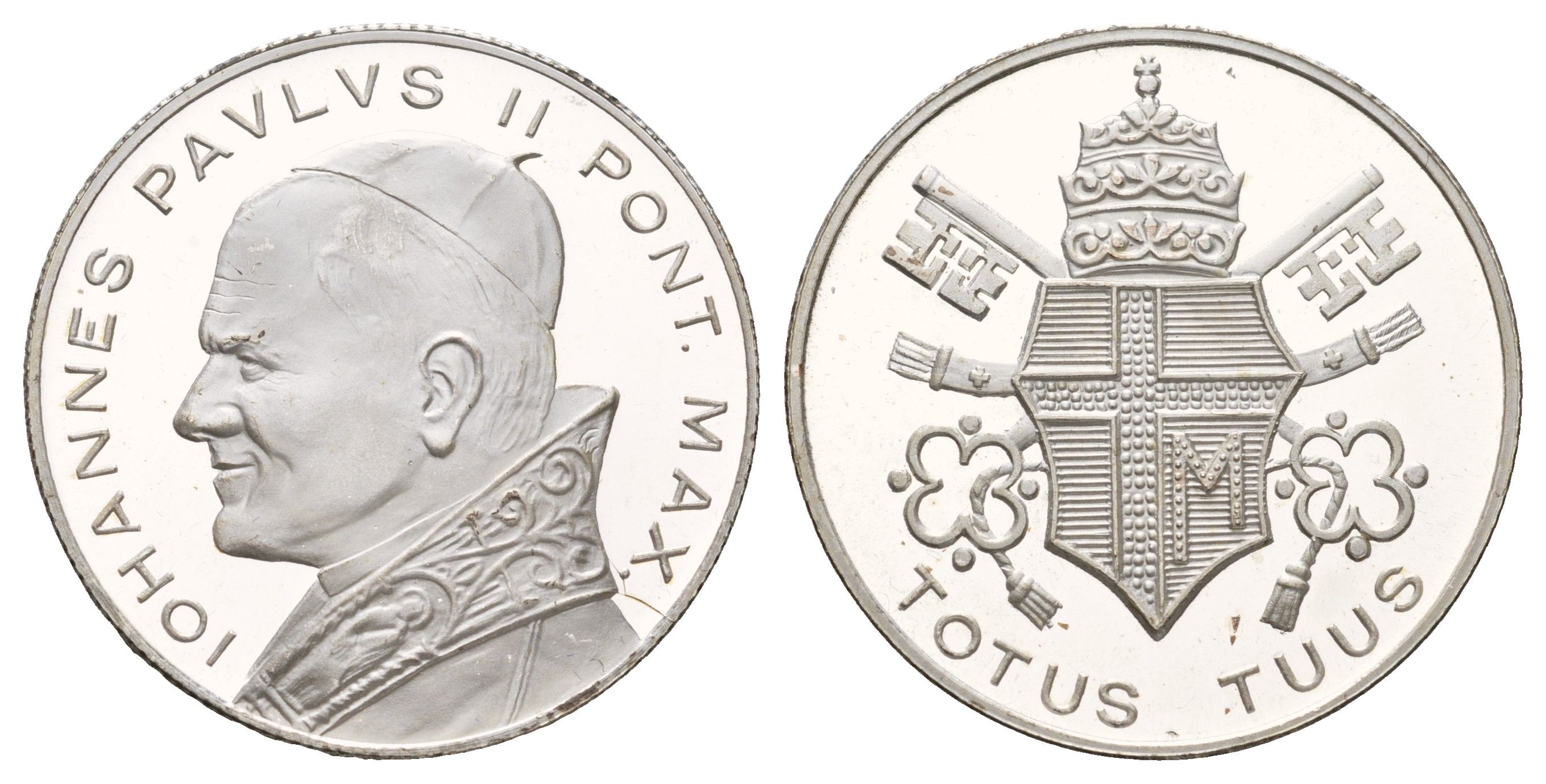 Ватикан медаль в честь избрание папой римским Иоанна Павла II ND (1978) Totus Tuus - Весь Твой, Папский герб диаметр 35 мм, вес 14,3 гр медно-никель плакированный серебро 4667-1234