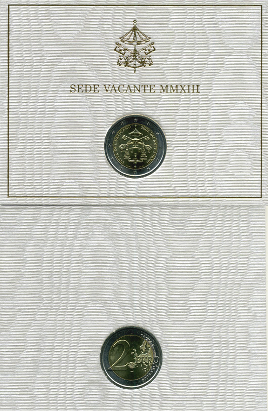ВАТИКАН 2 ЕВРО 2013 СЕДЕ ВАКАНТЕ, в оригинальном блистере KM биметалл UNC 4-3-4-5