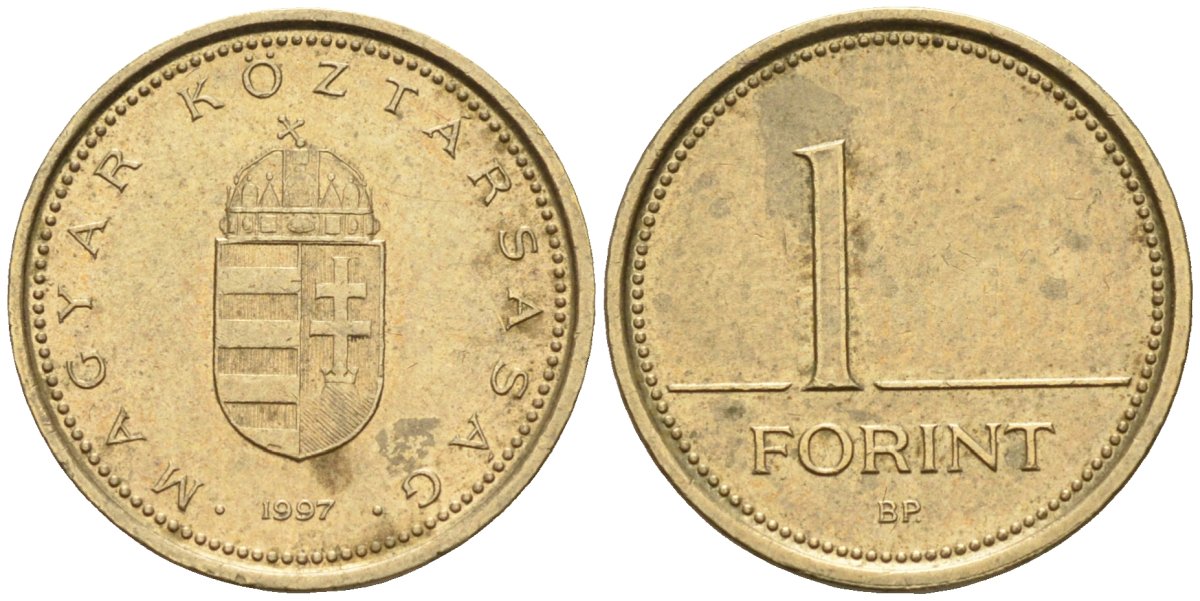 Венгрия 1 форинт 1997 ВР KM 692 латунь 4580-323