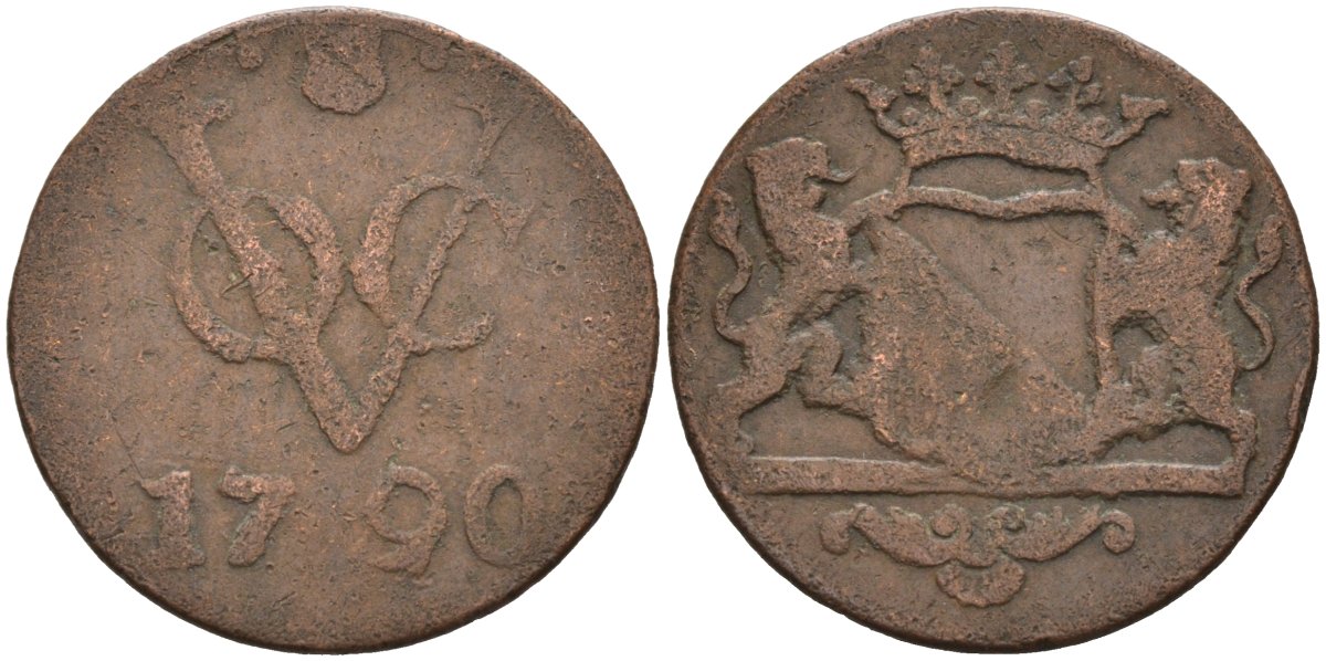 Нидерландская Восточная Индия, Утрехт (Утрехт) 1 дуит 1790 KM 111.1 медь 4577-326