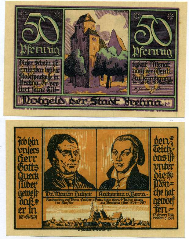 Германия, Брена 50 пфеннигов 1921 июль 1921, нотгельд, земля Саксония-Ангальт Grabowski 160.3  бумага  UNC (пресс) 7221-7-1-2