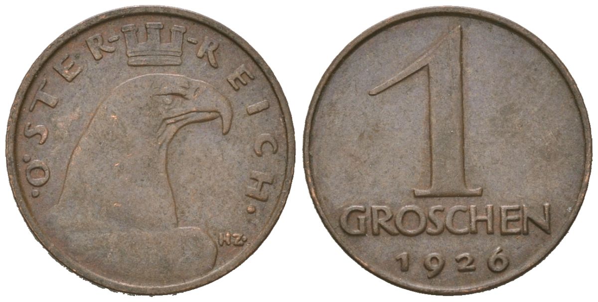Австрия 1 грош 1926 KM 2836 бронза 4615-513