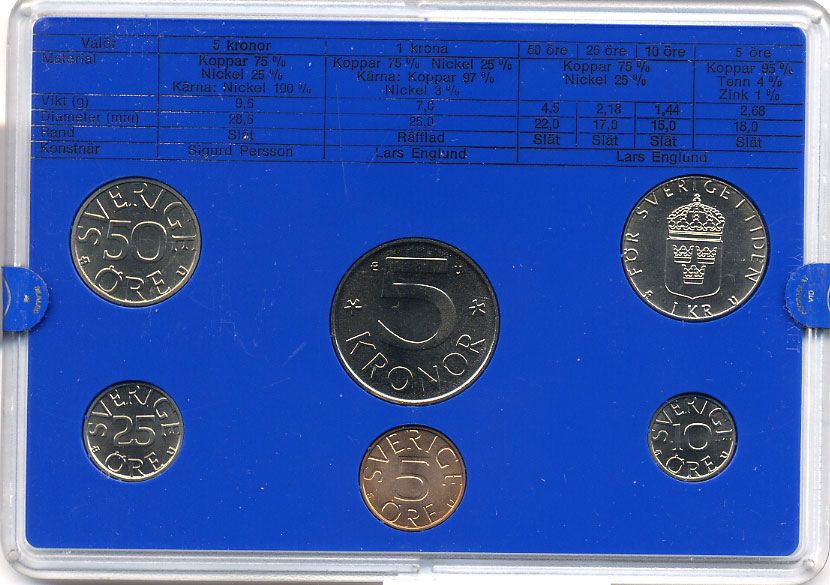 Швеция набор монетного двора из 6 монет 1981 в пластике, Карл XVI Густав (1973- ) KM MS19 UNC 7-5-7-189