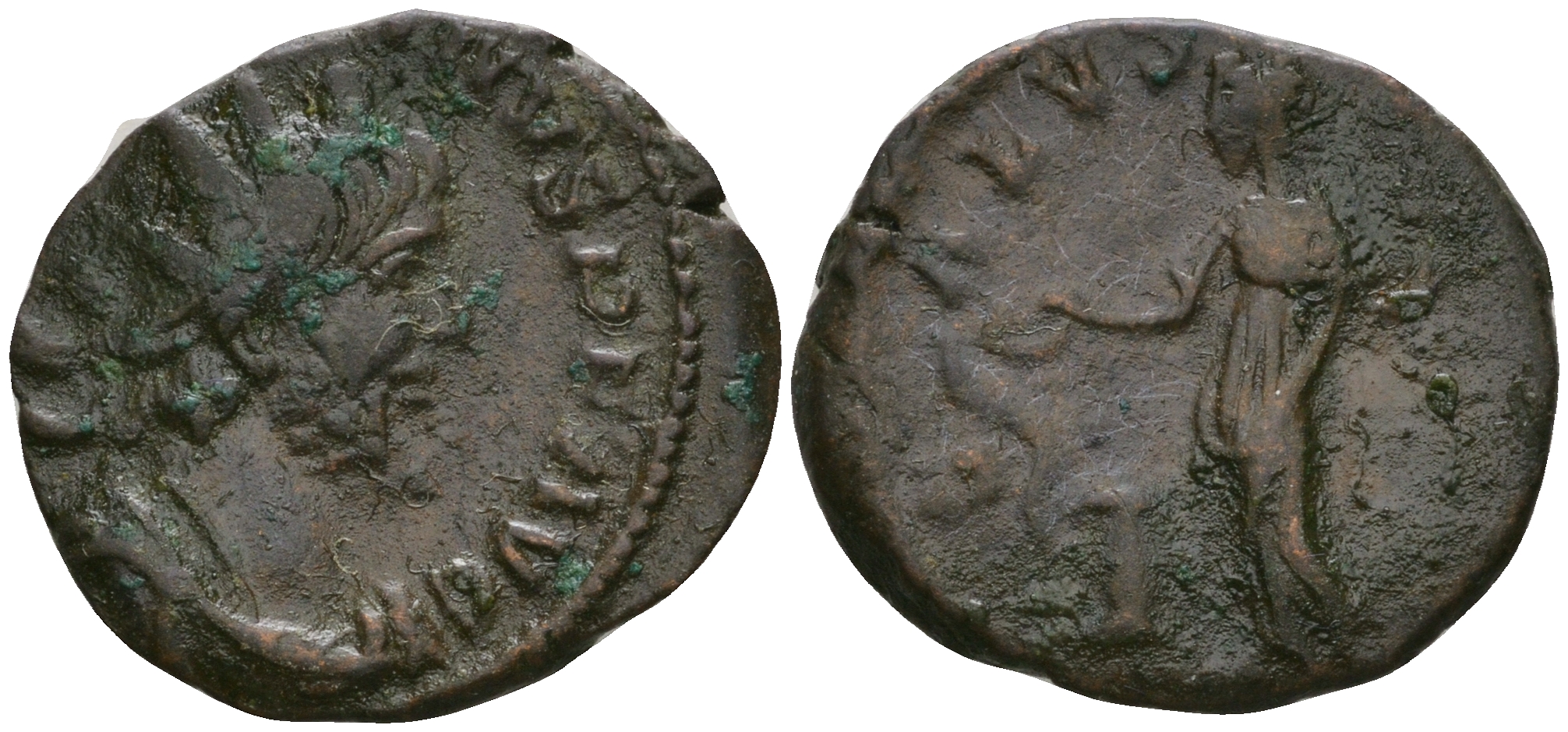 Римская Империя, императоры в Галлии антониниан 269 - 270 Викторин, IMP C VICTORINVS P F AVG, бюст императора / SALVS AVG, Салюта, персонификация Здоровья RIC 71 биллон 1073-19-106