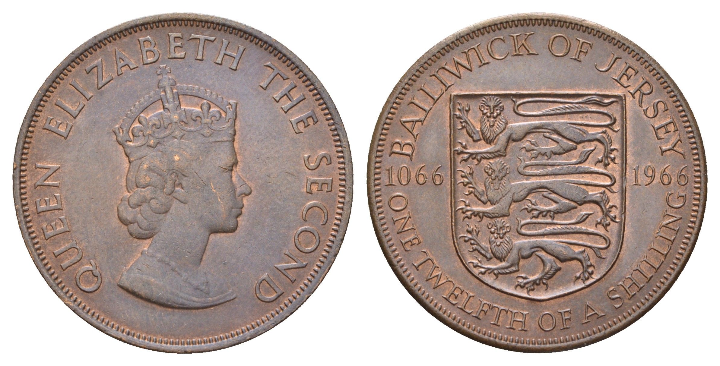 Джерси 1/12 шиллинга 1966 900 лет битве при Гастингсе KM 26 бронза 4634-421