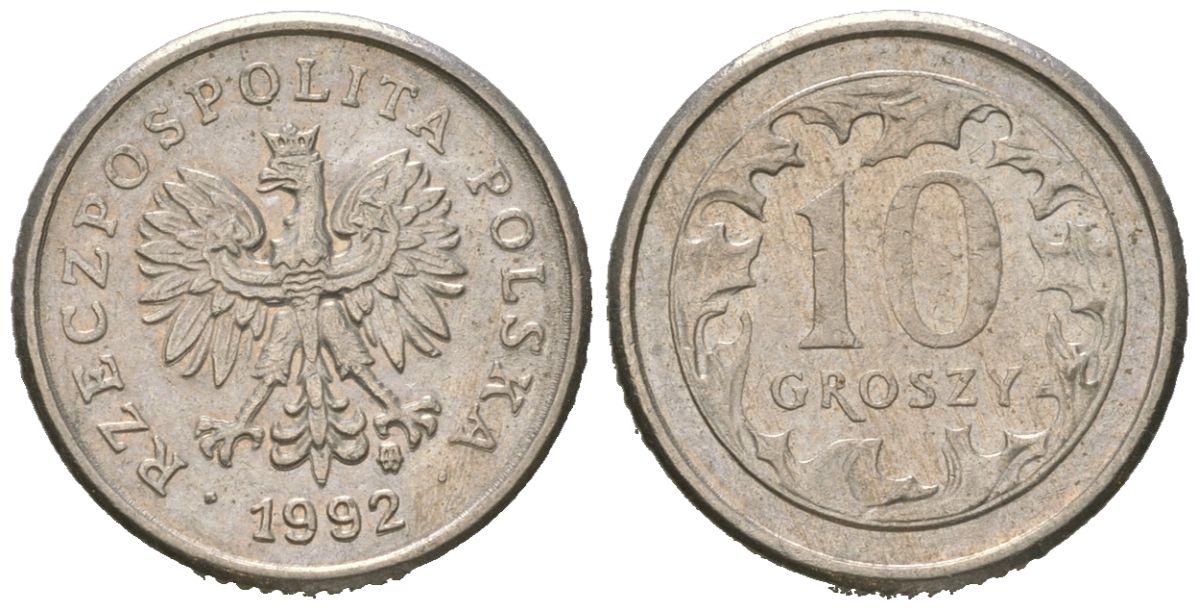 Польша 10 грошей 1992 MW Y 279 медно-никель aUNC 4618-539