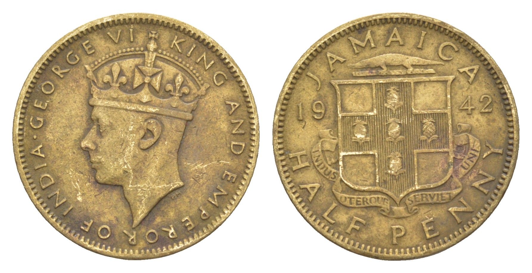 Ямайка 1/2 пенни 1942 KM 31 никель латунь 4640-1257