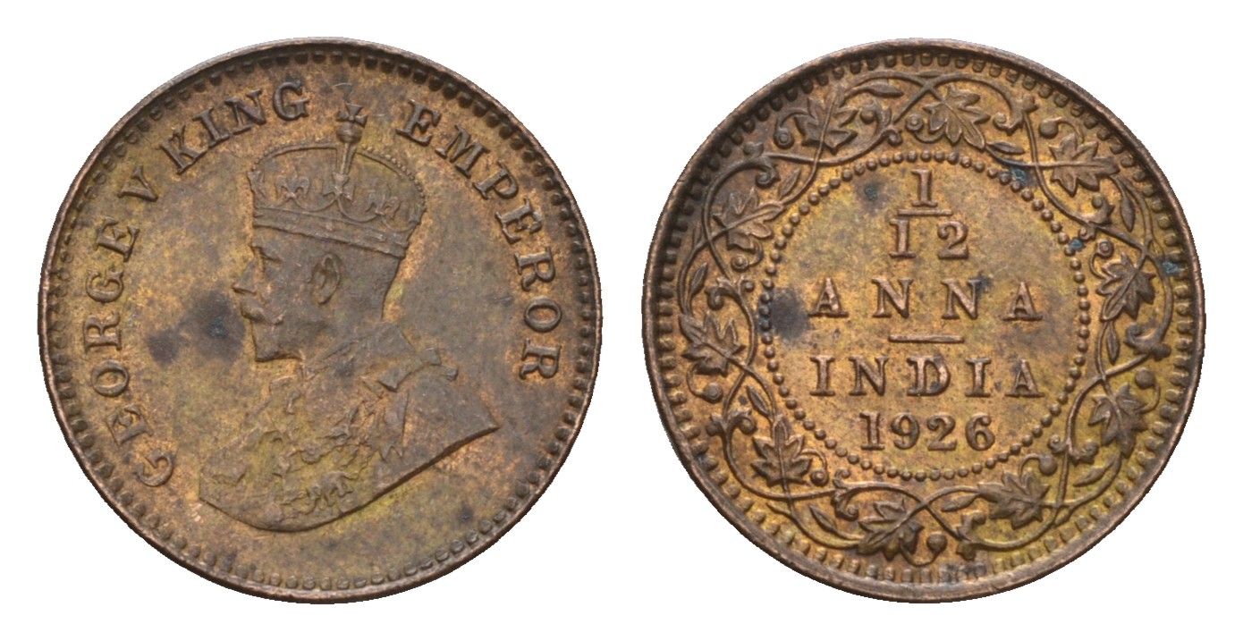 Британская Индия 1/12 анны 1926 KM 509 бронза aUNC 3334-1218