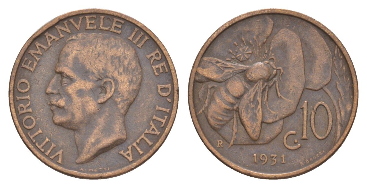Италия 10 чентезимо 1931 KM 60 медь 4633-747
