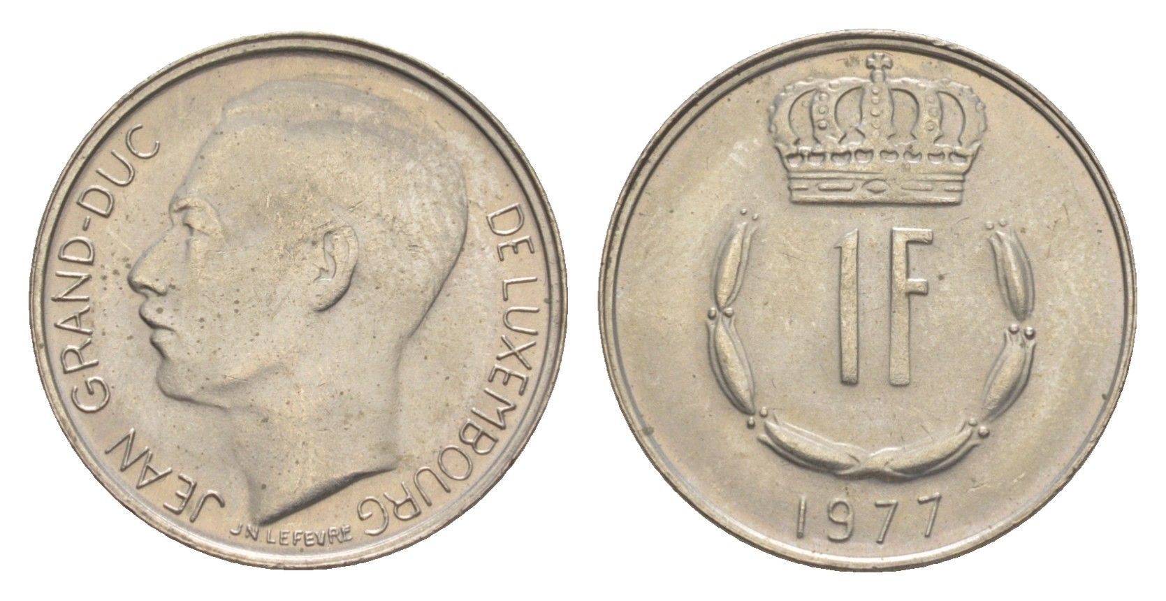 Люксембург 1 франк 1977 Герцог Жан (1964-1999) KM 55 медно-никель 4643-542