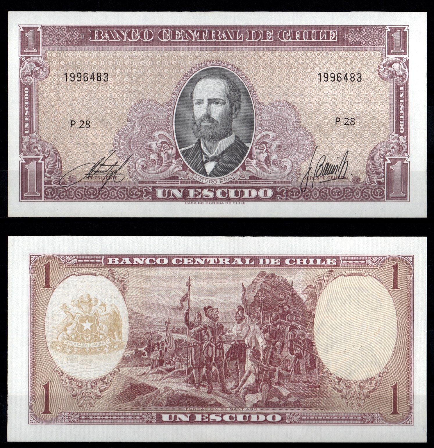 Чили 1 эскудо ND (1964) Pick 136 (2-1) бумага aUNC 8605-31-1-1