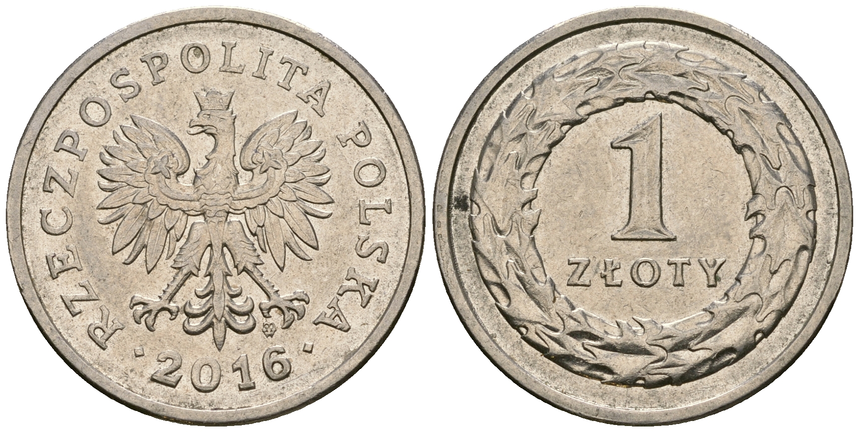 Польша 1 злотый 2016 MW KM 282 медно-никель 4584-655