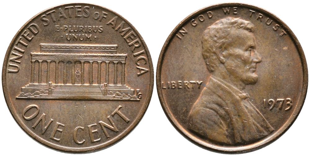 США 1 ЦЕНТ 1973 ЛИНКОЛЬН KM 201 медь цинк 4549-759